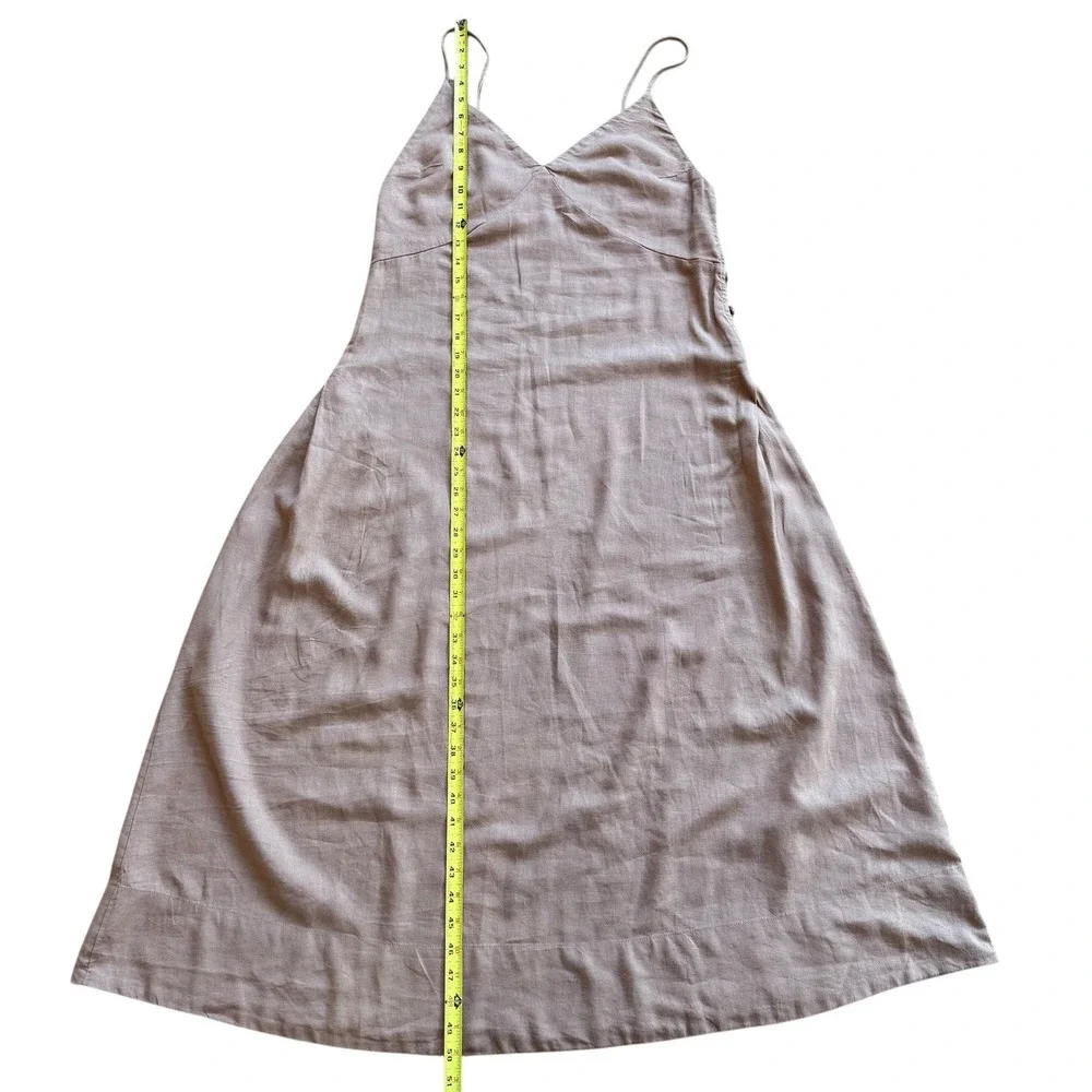 Free People Linen Blend Side Button Midi Slip Dress Mauve Brown Size‎ M - Picture 12 of 12